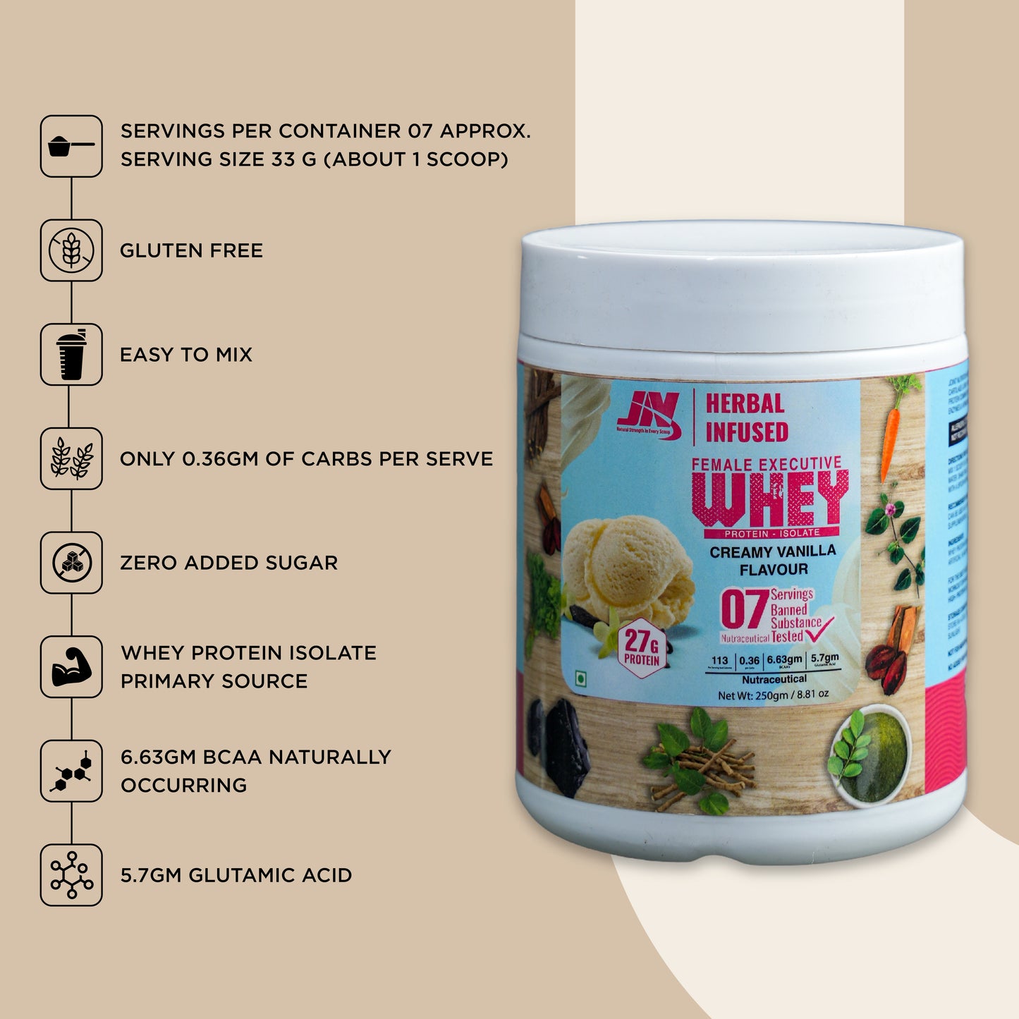 Isolate Whey Protein For Women | Vanilla Flavour - 27g Protein